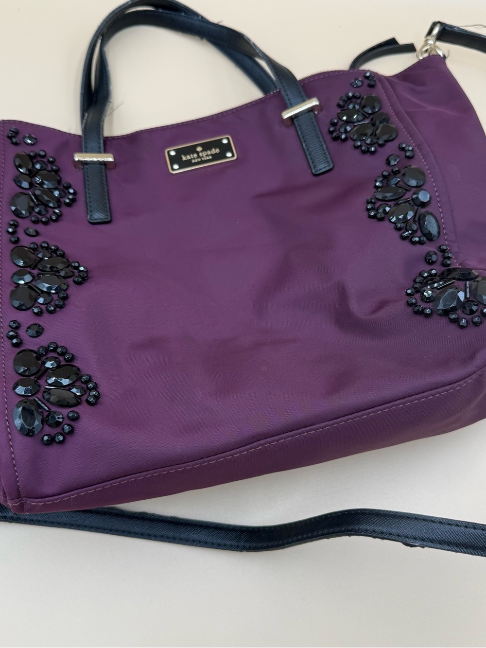 kate spade New York Purple Embellished Tote Bag w/ adjustable crossbody - Picture 2 of 7
